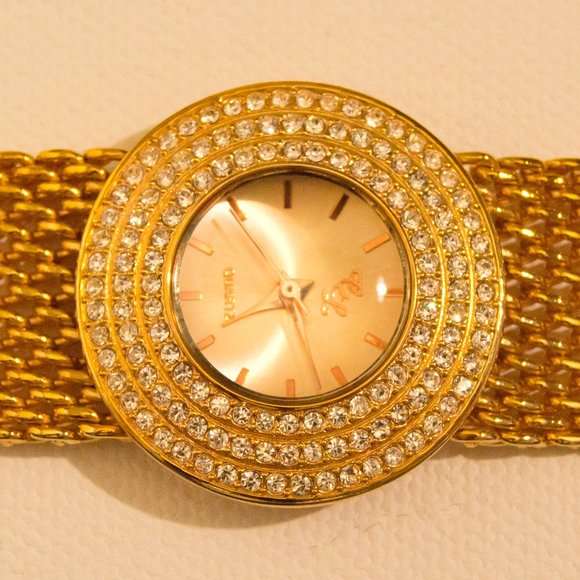 Colleen Lopez Ladies Gold and Crystal Dress Watch - Picture 1 of 11